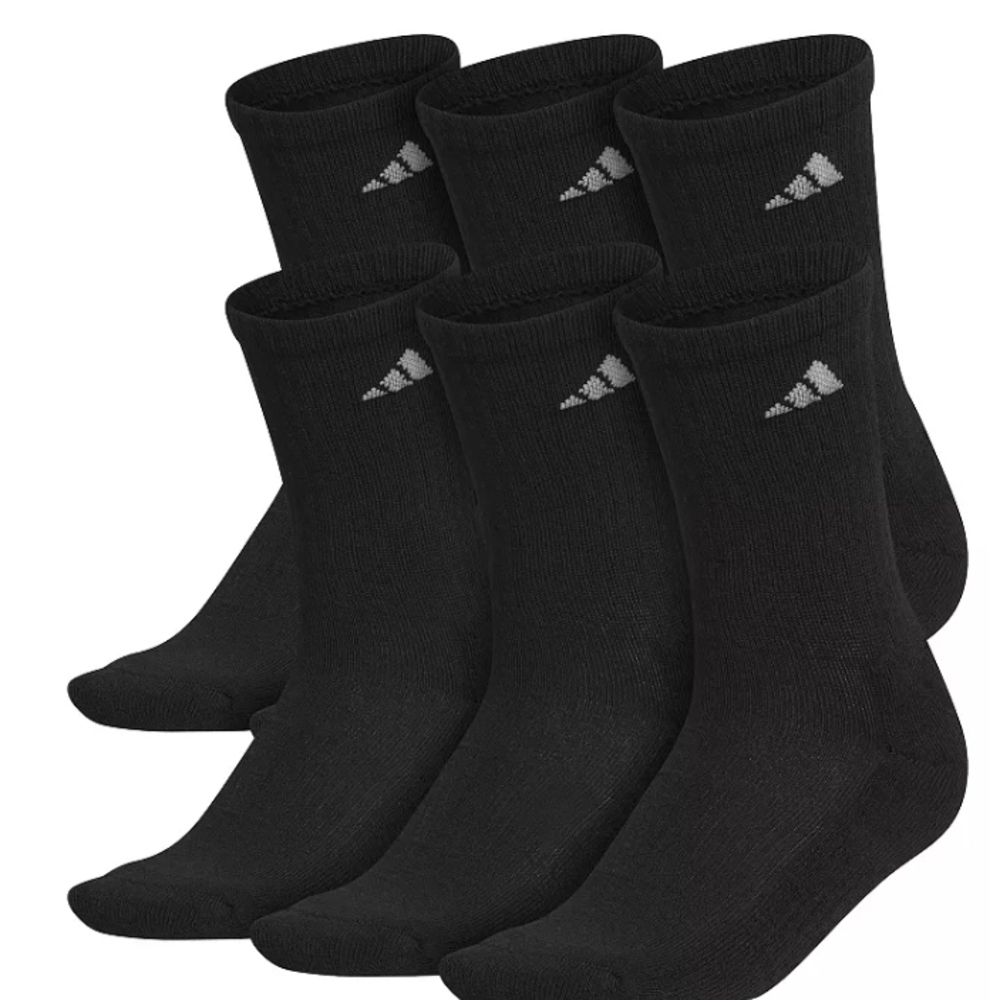 🖤 Women's adidas 6-Pack Athletic Crew Socks - Black